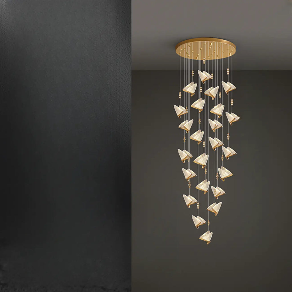 Modern Crystal Linear Butterfly Chandelier Light with Remote