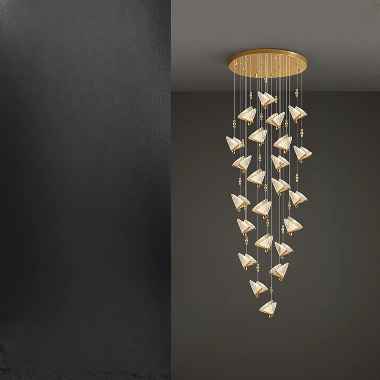 Modern Crystal Linear Butterfly Chandelier Light with Remote