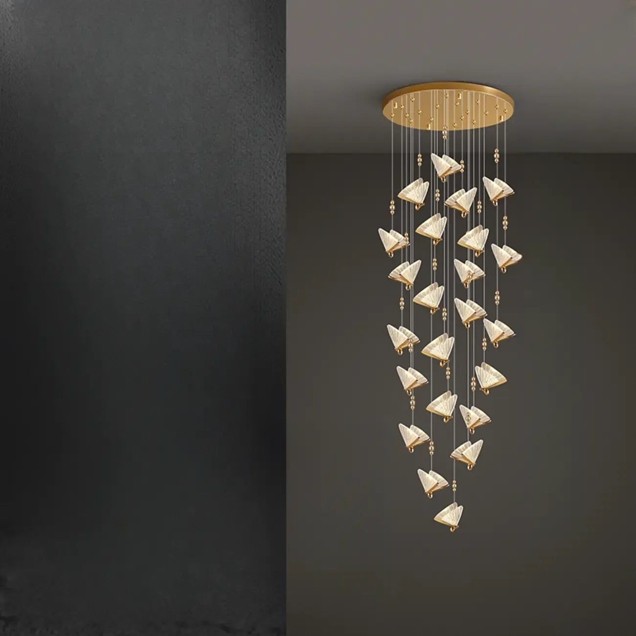 Modern Crystal Linear Butterfly Chandelier Light with Remote