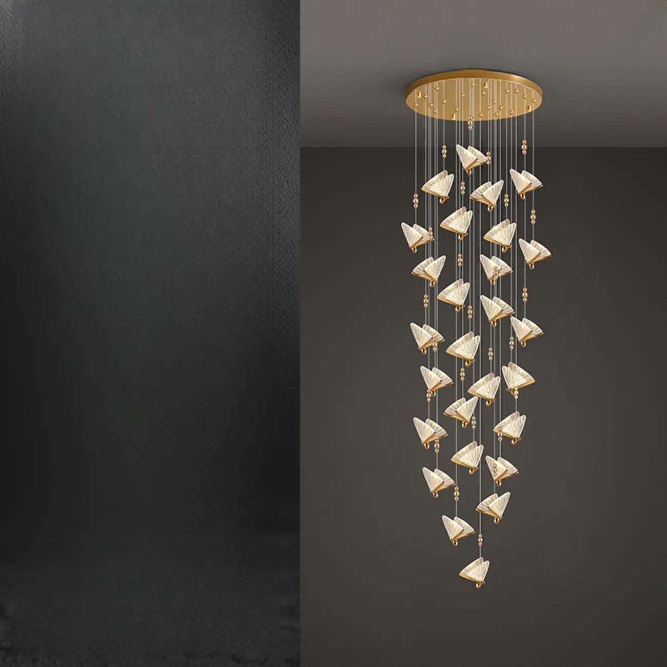 Modern Crystal Linear Butterfly Chandelier Light with Remote