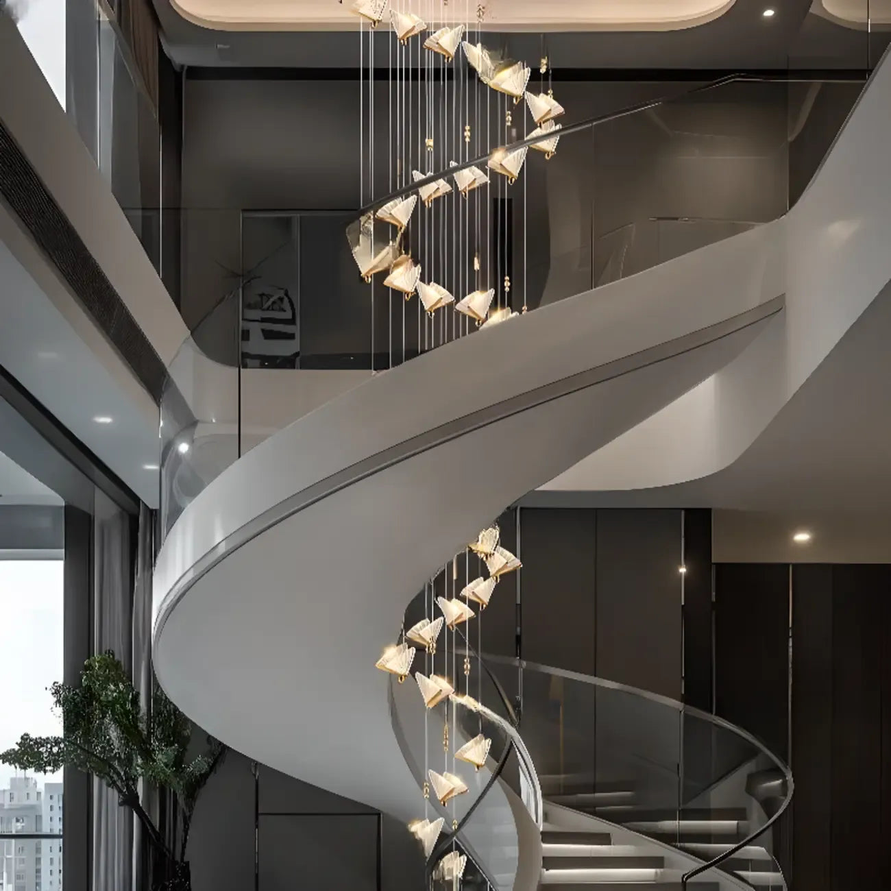 Modern Crystal Linear Butterfly Chandelier Light with Remote