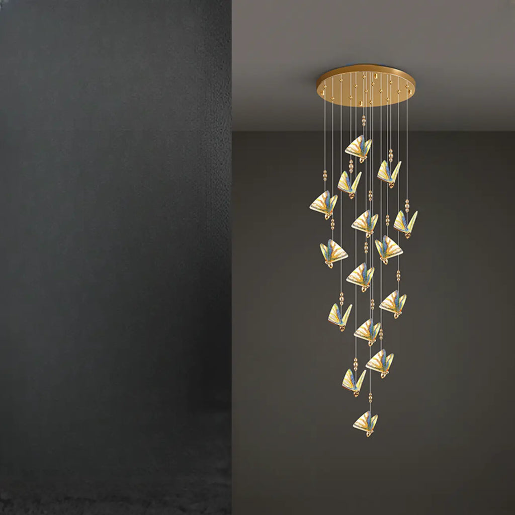 Modern Crystal Linear Butterfly Chandelier Light with Remote