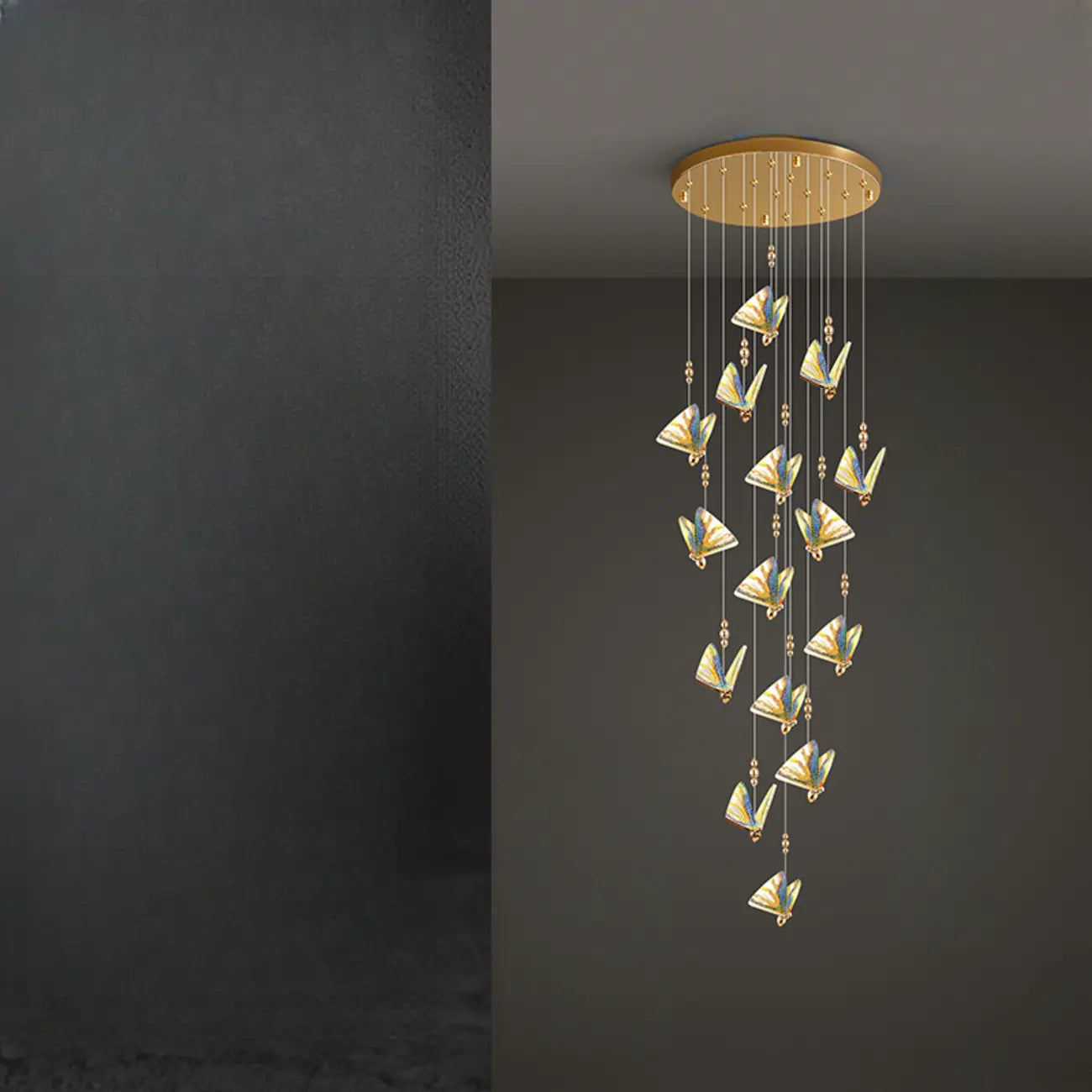 Modern Crystal Linear Butterfly Chandelier Light with Remote