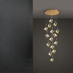 Modern Crystal Linear Butterfly Chandelier Light with Remote