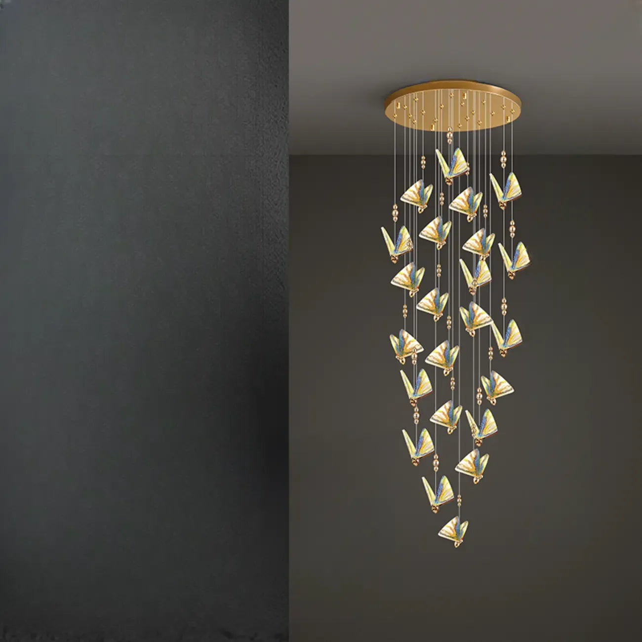 Modern Crystal Linear Butterfly Chandelier Light with Remote
