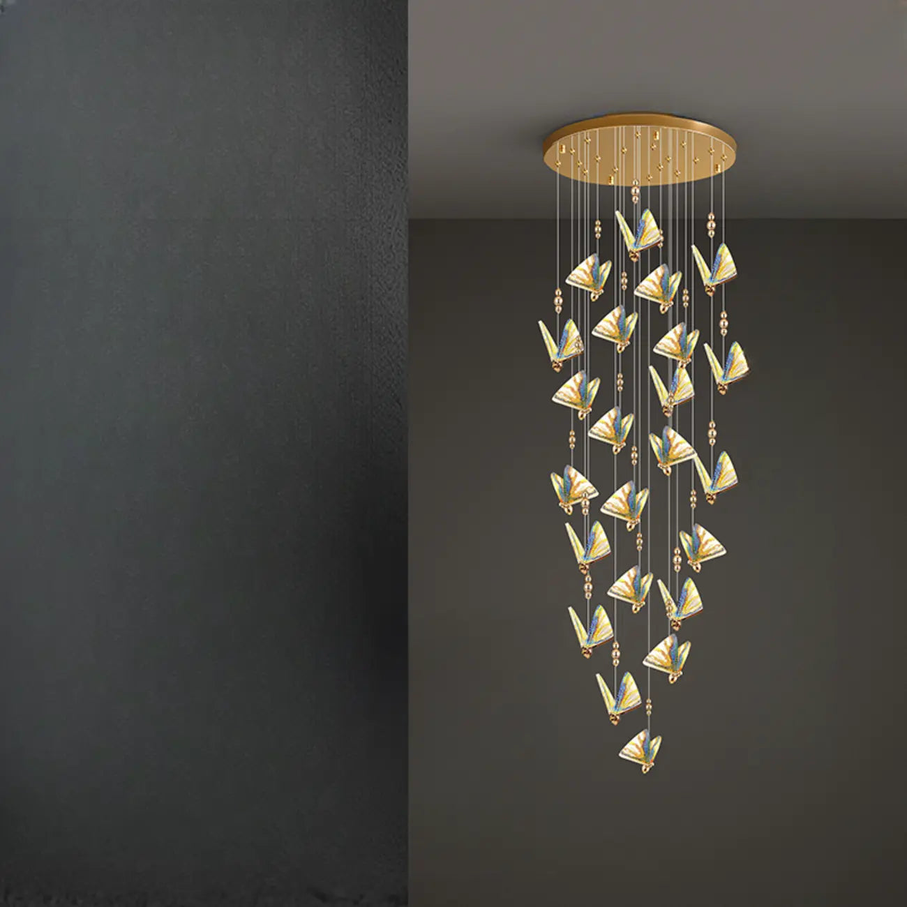 Modern Crystal Linear Butterfly Chandelier Light with Remote