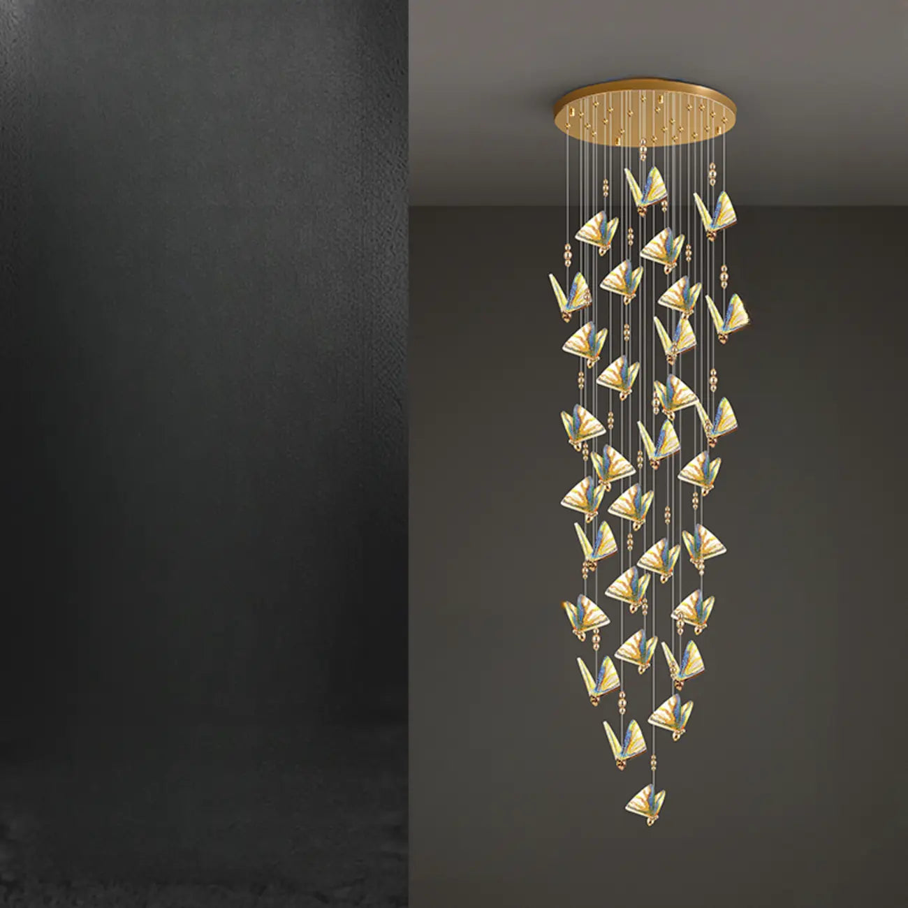 Modern Crystal Linear Butterfly Chandelier Light with Remote