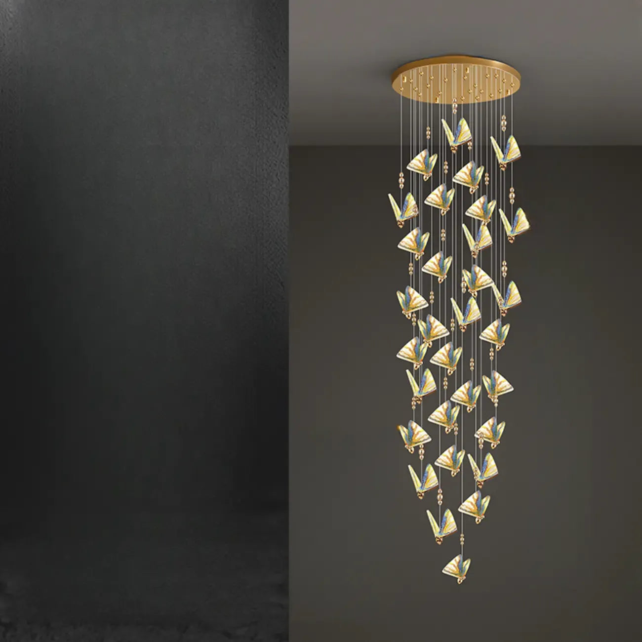 Modern Crystal Linear Butterfly Chandelier Light with Remote