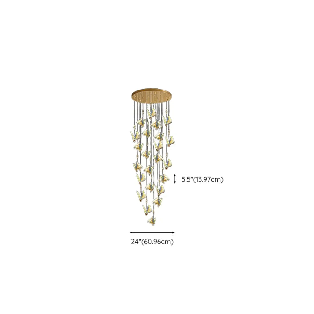 Modern Crystal Linear Butterfly Chandelier Light with Remote