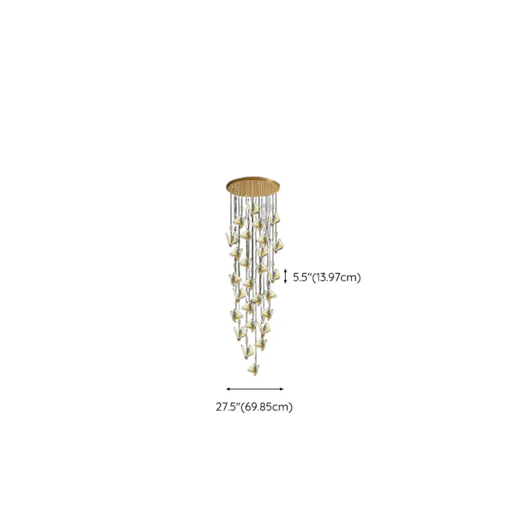 Modern Crystal Linear Butterfly Chandelier Light with Remote