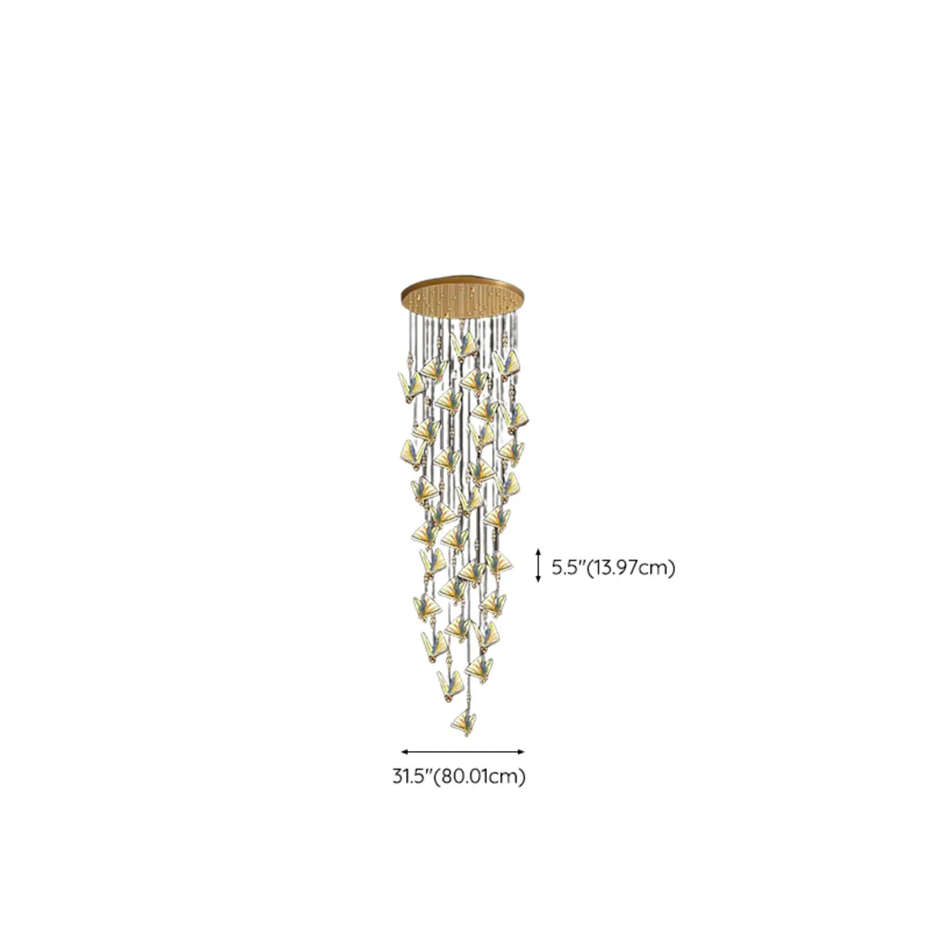 Modern Crystal Linear Butterfly Chandelier Light with Remote