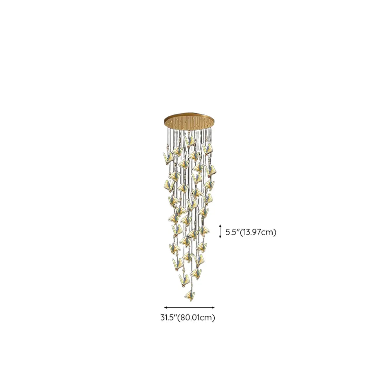 Modern Crystal Linear Butterfly Chandelier Light with Remote