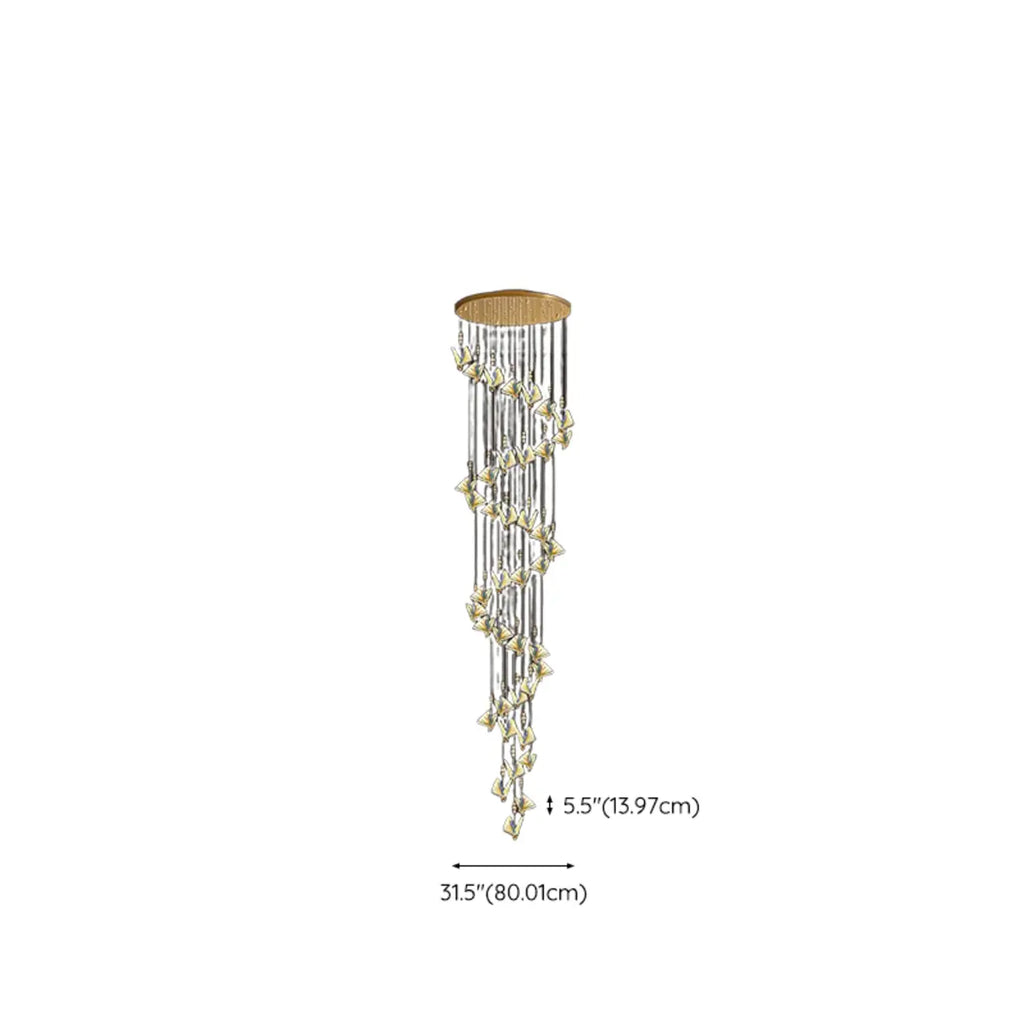 Modern Crystal Linear Butterfly Chandelier Light with Remote