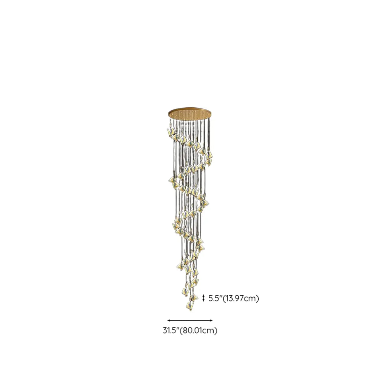 Modern Crystal Linear Butterfly Chandelier Light with Remote