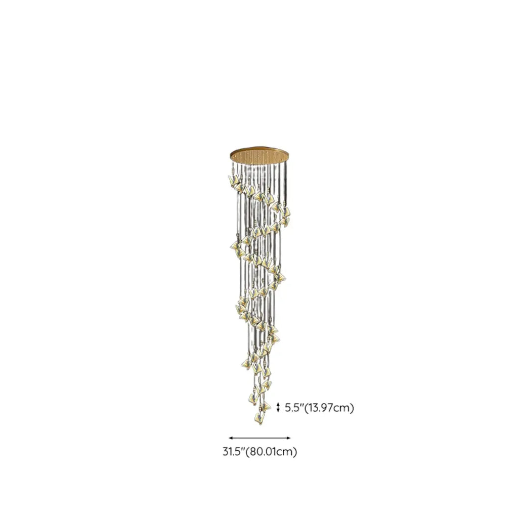 Modern Crystal Linear Butterfly Chandelier Light with Remote