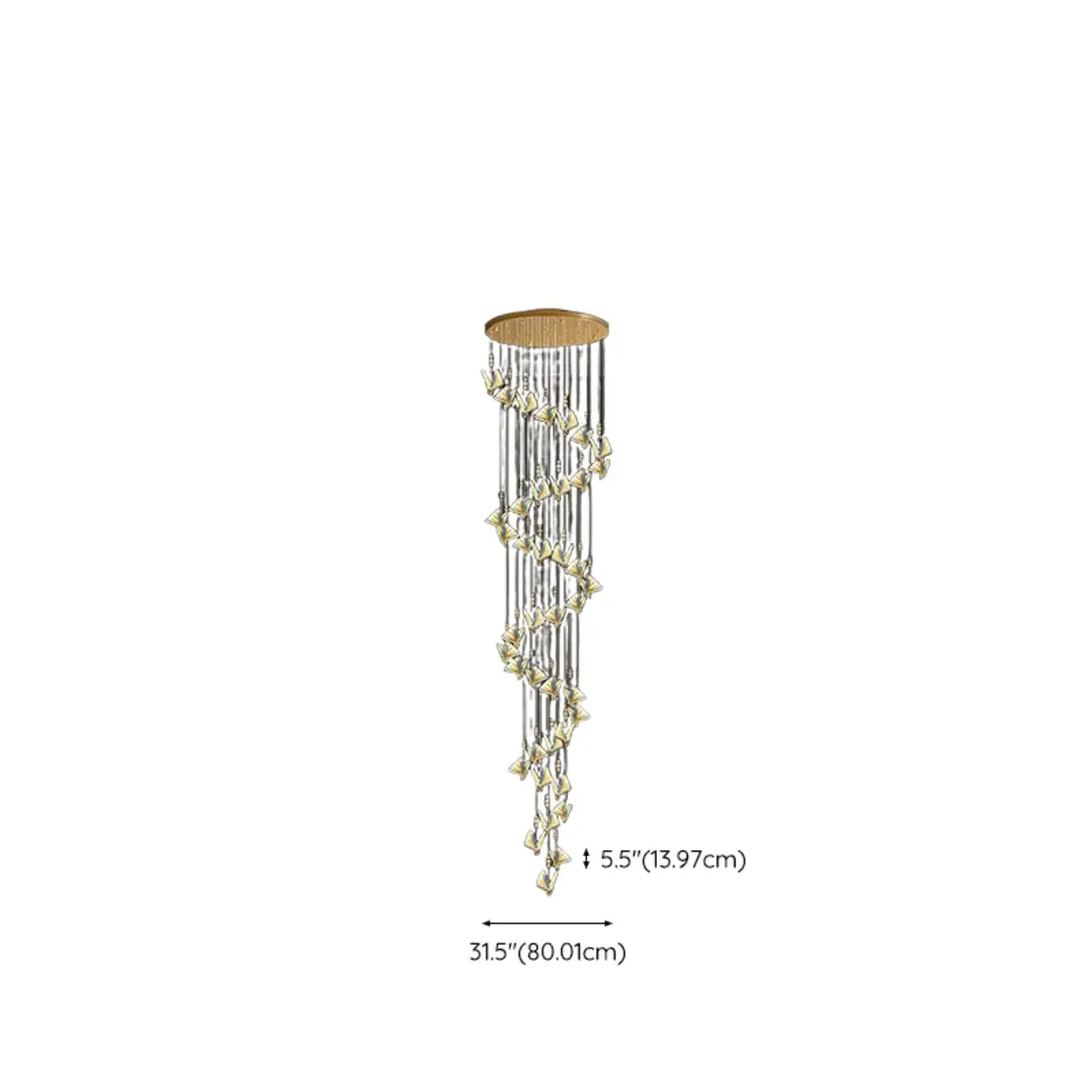 Modern Crystal Linear Butterfly Chandelier Light with Remote