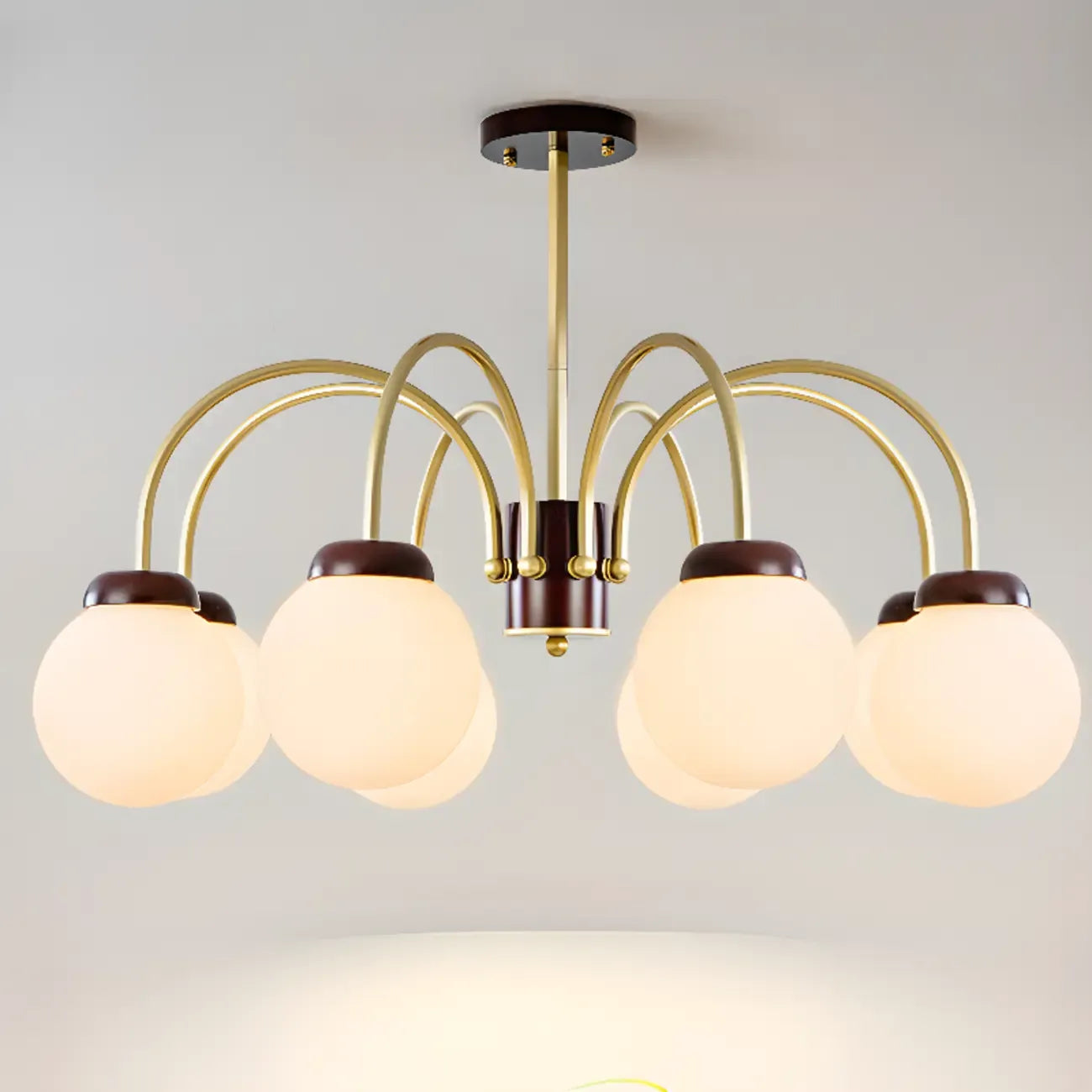 Classic Gold White Vitreous Ball Chandelier