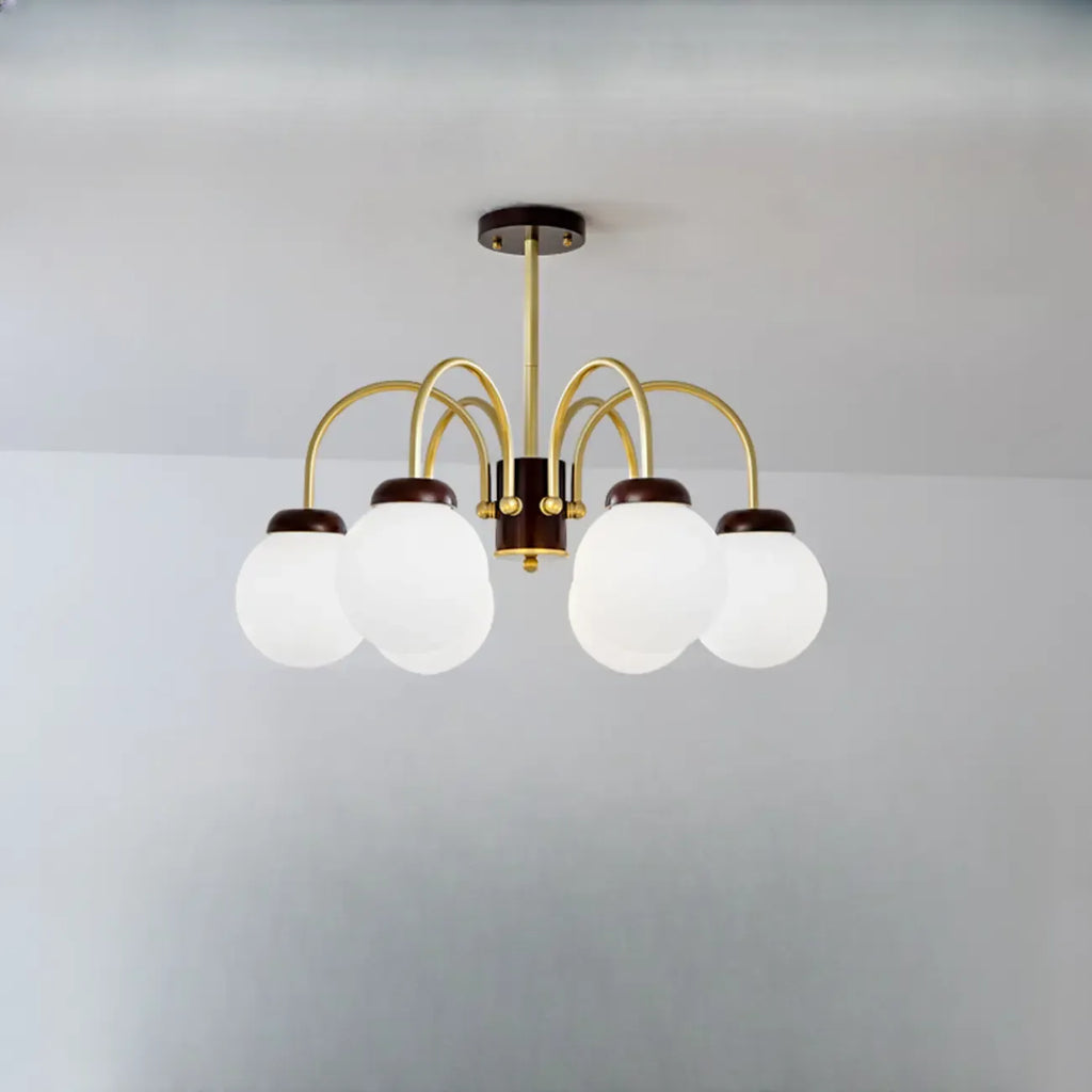Classic Gold White Vitreous Ball Chandelier