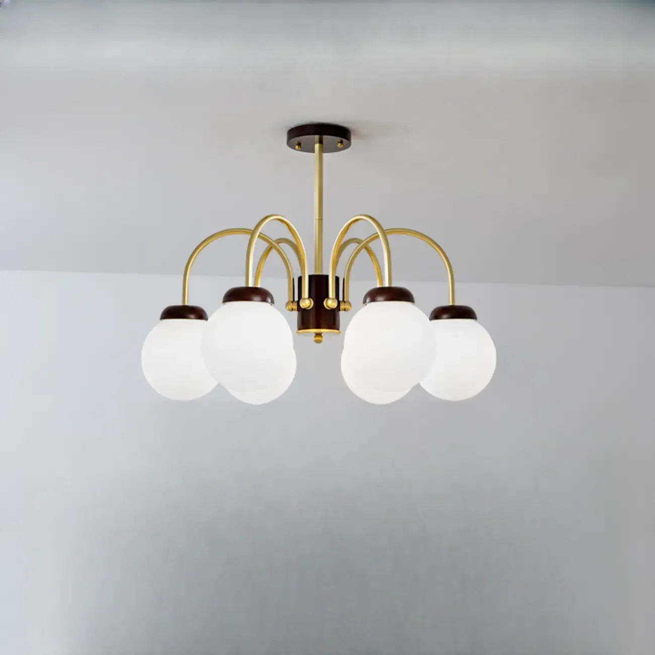 Classic Gold White Vitreous Ball Chandelier