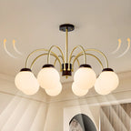 Classic Gold White Vitreous Ball Chandelier