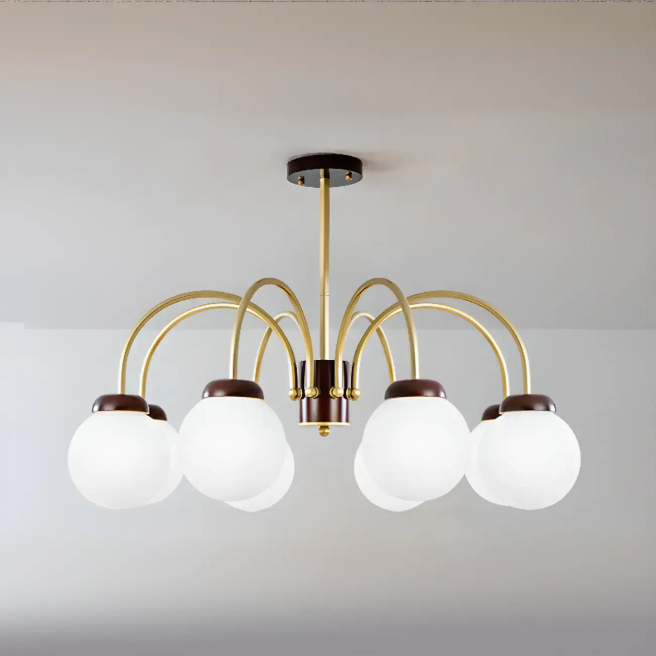 Classic Gold White Vitreous Ball Chandelier