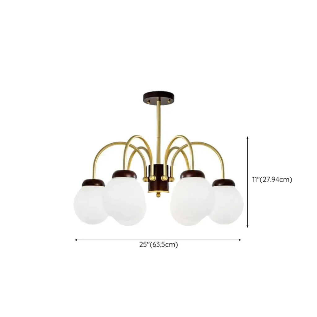 Classic Gold White Vitreous Ball Chandelier
