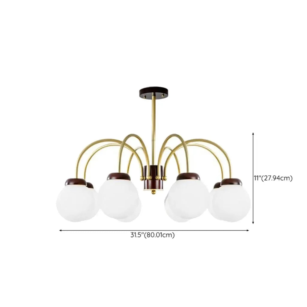 Classic Gold White Vitreous Ball Chandelier