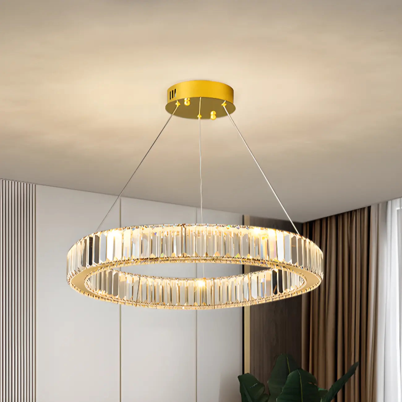 Glamorous Dual Glass Loop Modern LED Ring Chandelier