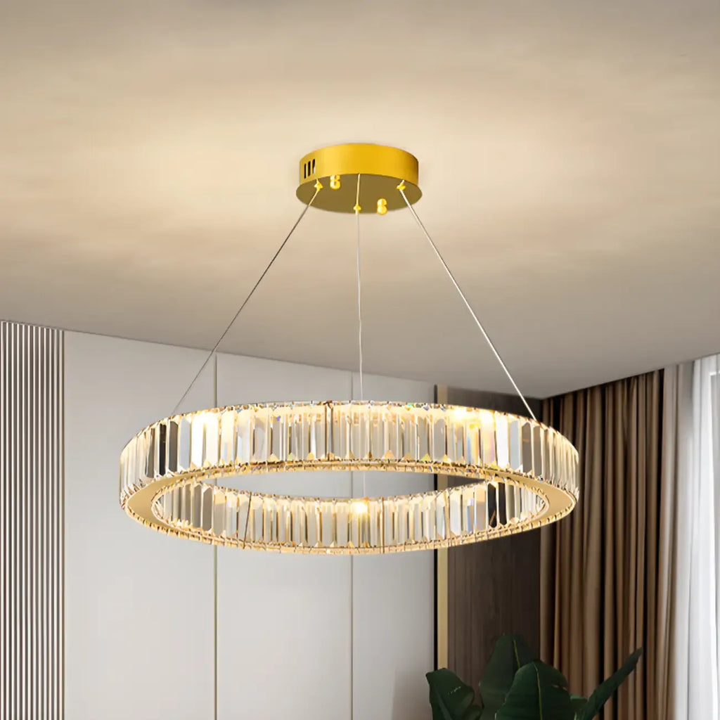 Glamorous Dual Glass Loop Modern LED Ring Chandelier