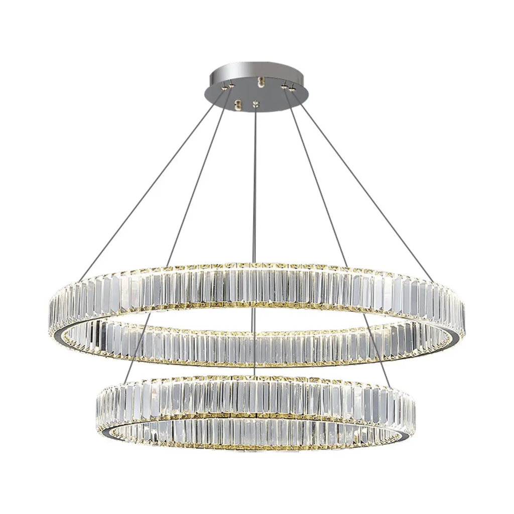 Glamorous Dual Glass Loop Modern LED Ring Chandelier