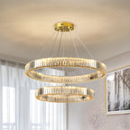 Glamorous Dual Glass Loop Modern LED Ring Chandelier
