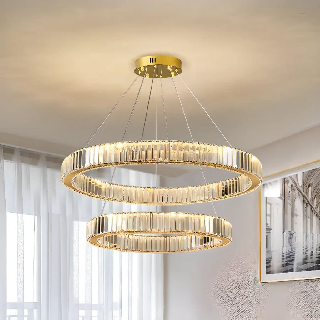 Glamorous Dual Glass Loop Modern LED Ring Chandelier
