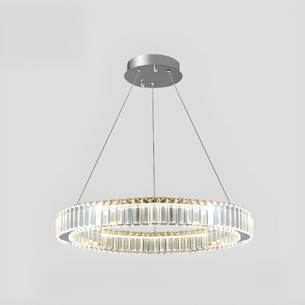 Glamorous Dual Glass Loop Modern LED Ring Chandelier