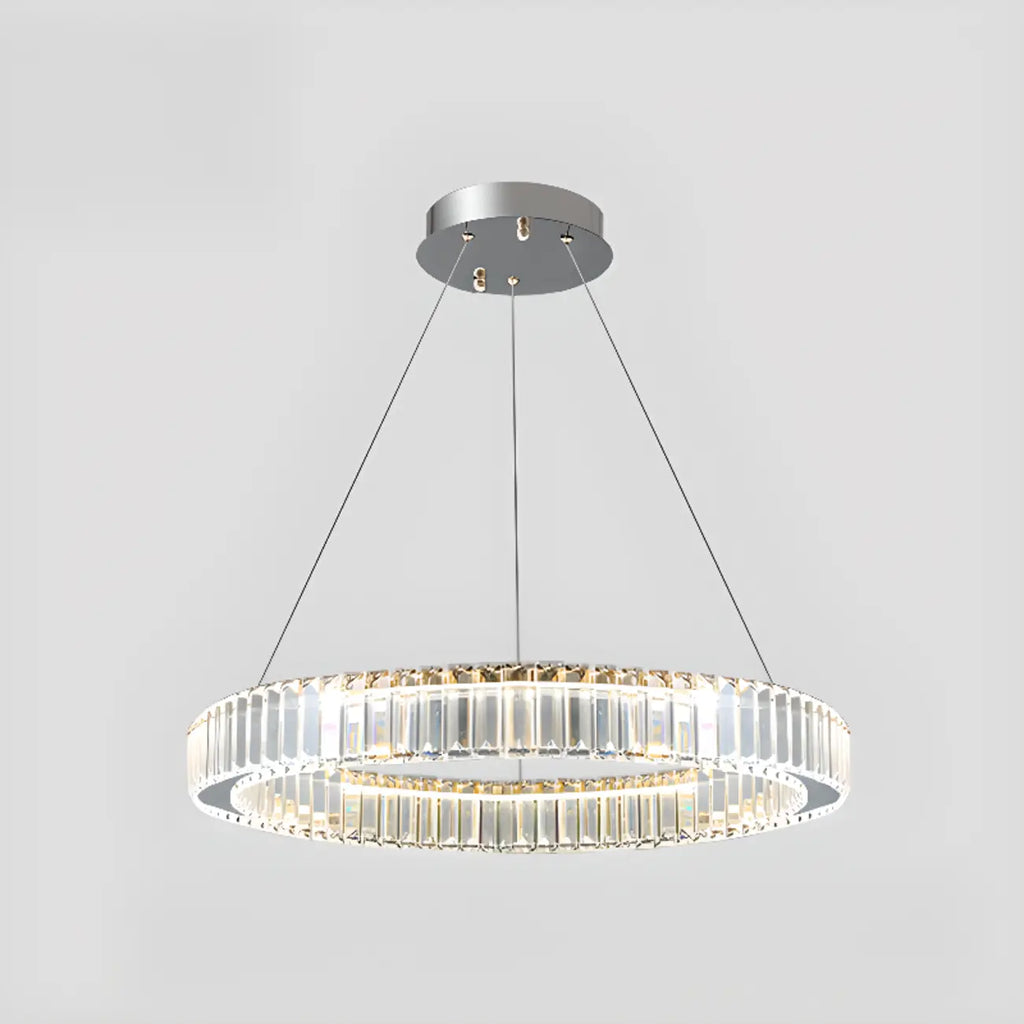Glamorous Dual Glass Loop Modern LED Ring Chandelier