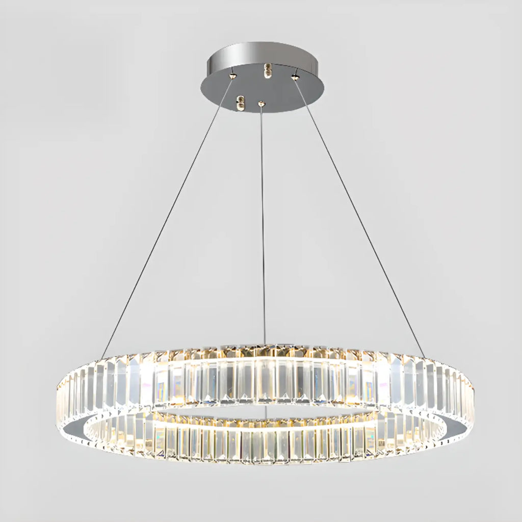 Glamorous Dual Glass Loop Modern LED Ring Chandelier