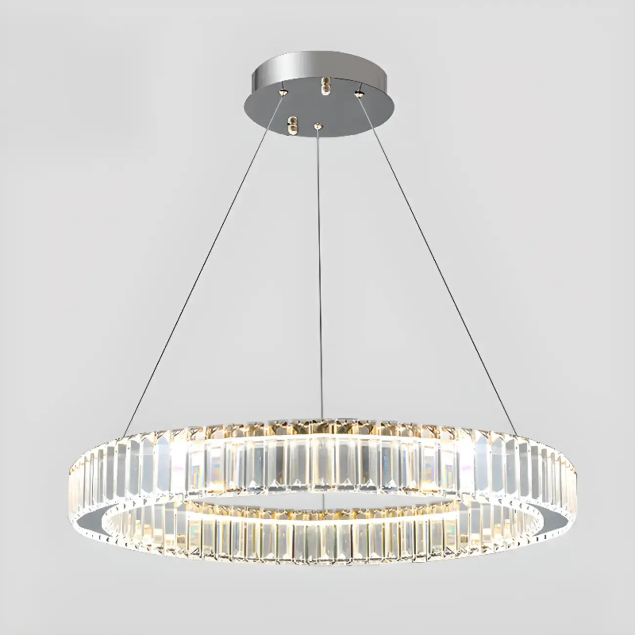 Glamorous Dual Glass Loop Modern LED Ring Chandelier
