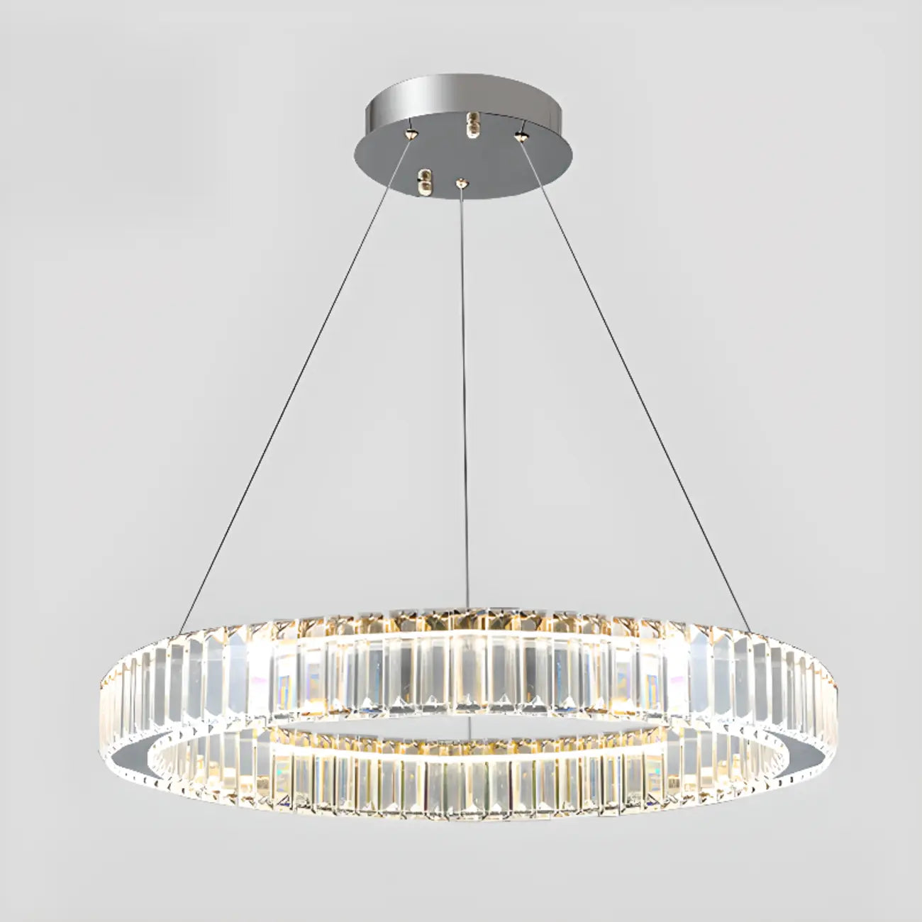 Glamorous Dual Glass Loop Modern LED Ring Chandelier