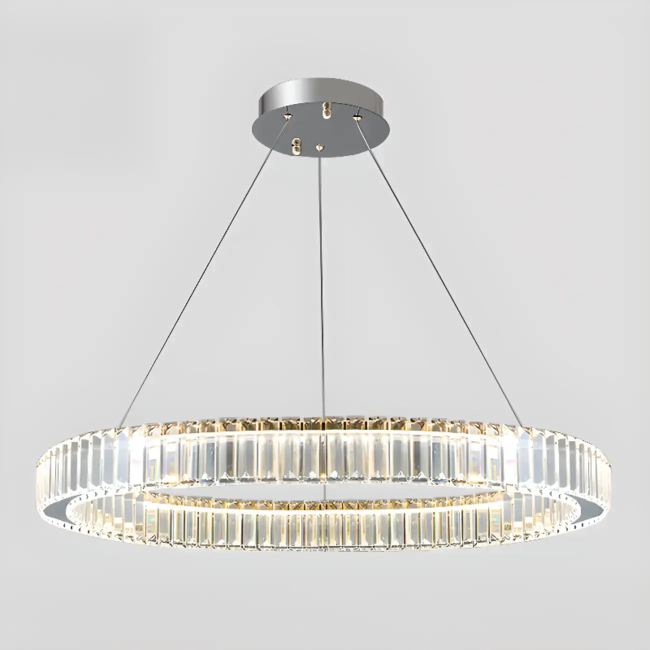 Glamorous Dual Glass Loop Modern LED Ring Chandelier