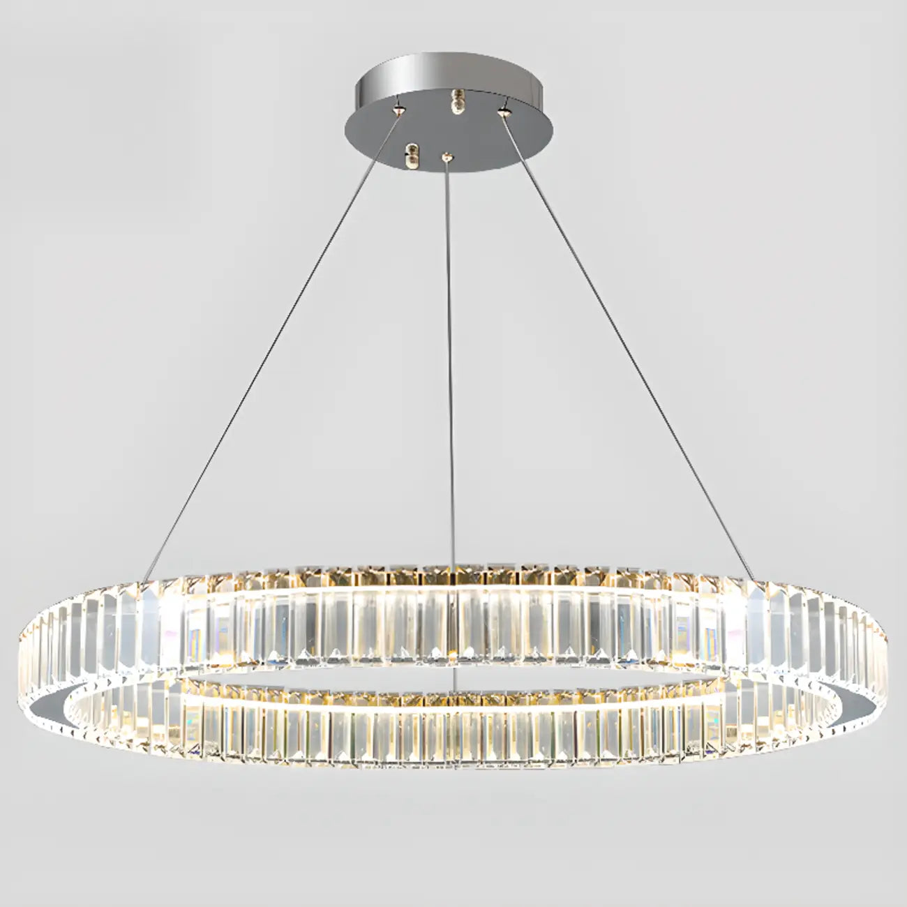 Glamorous Dual Glass Loop Modern LED Ring Chandelier