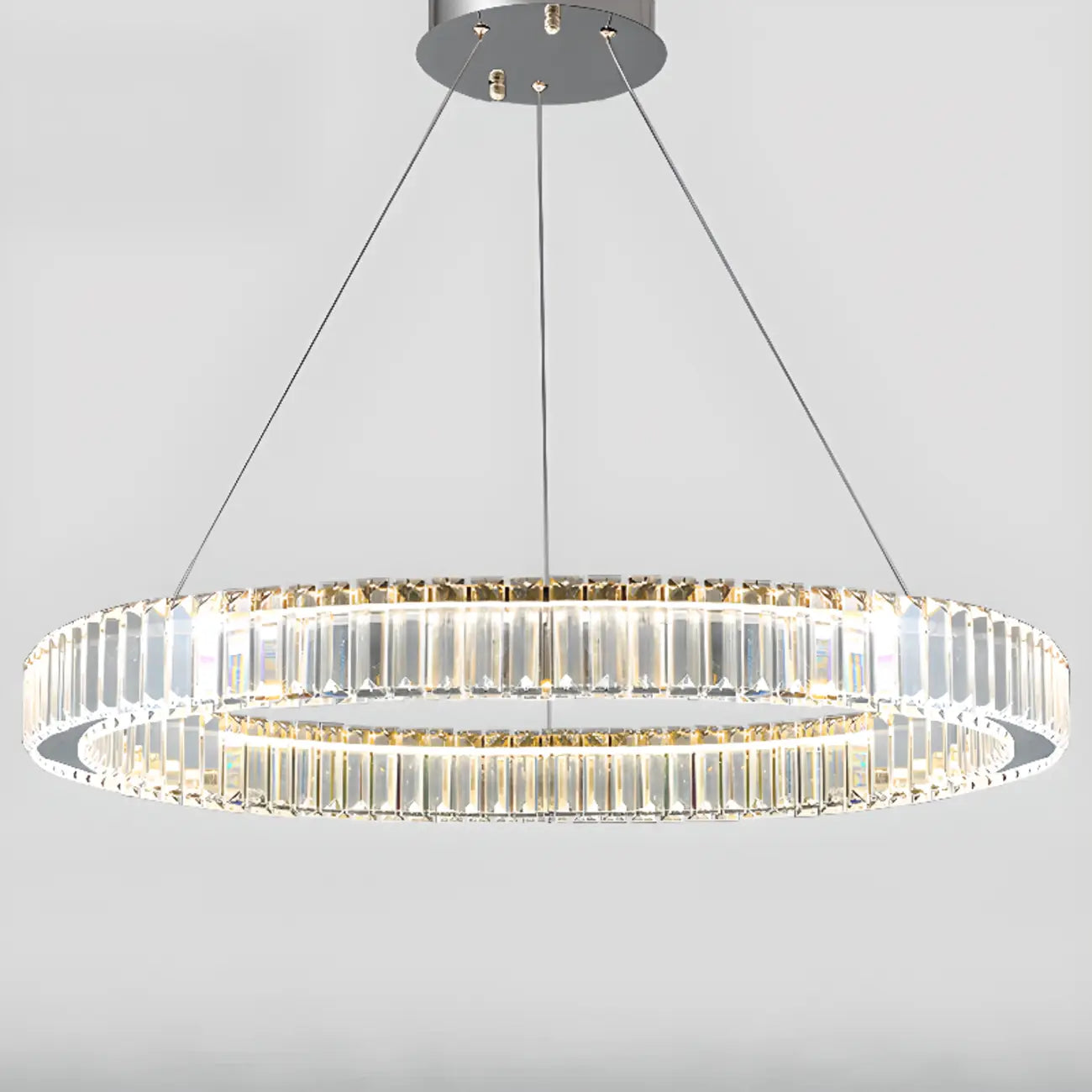 Glamorous Dual Glass Loop Modern LED Ring Chandelier