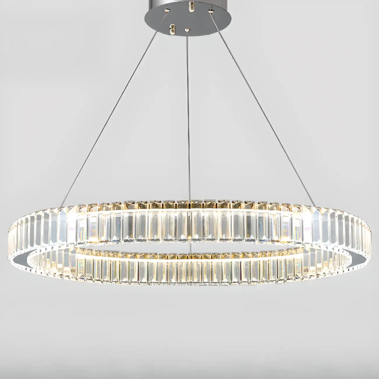Glamorous Dual Glass Loop Modern LED Ring Chandelier
