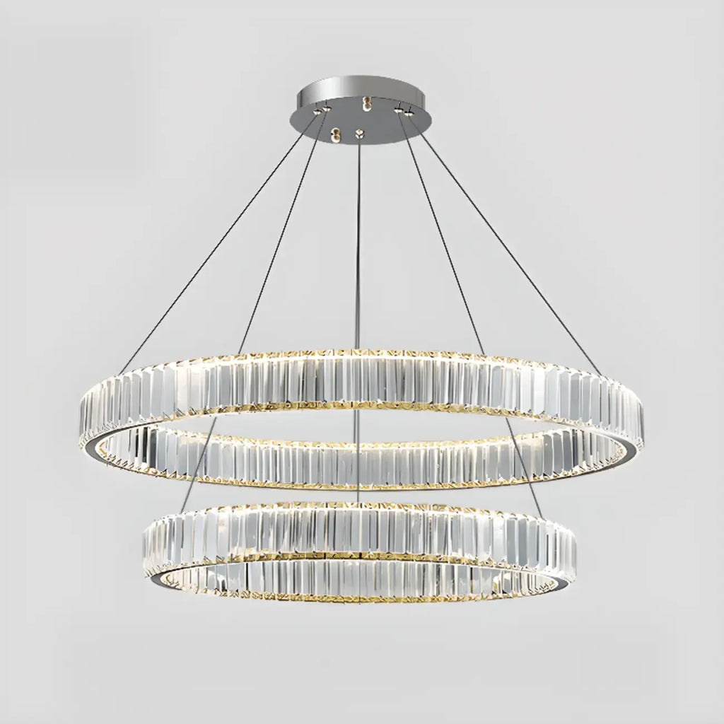 Glamorous Dual Glass Loop Modern LED Ring Chandelier