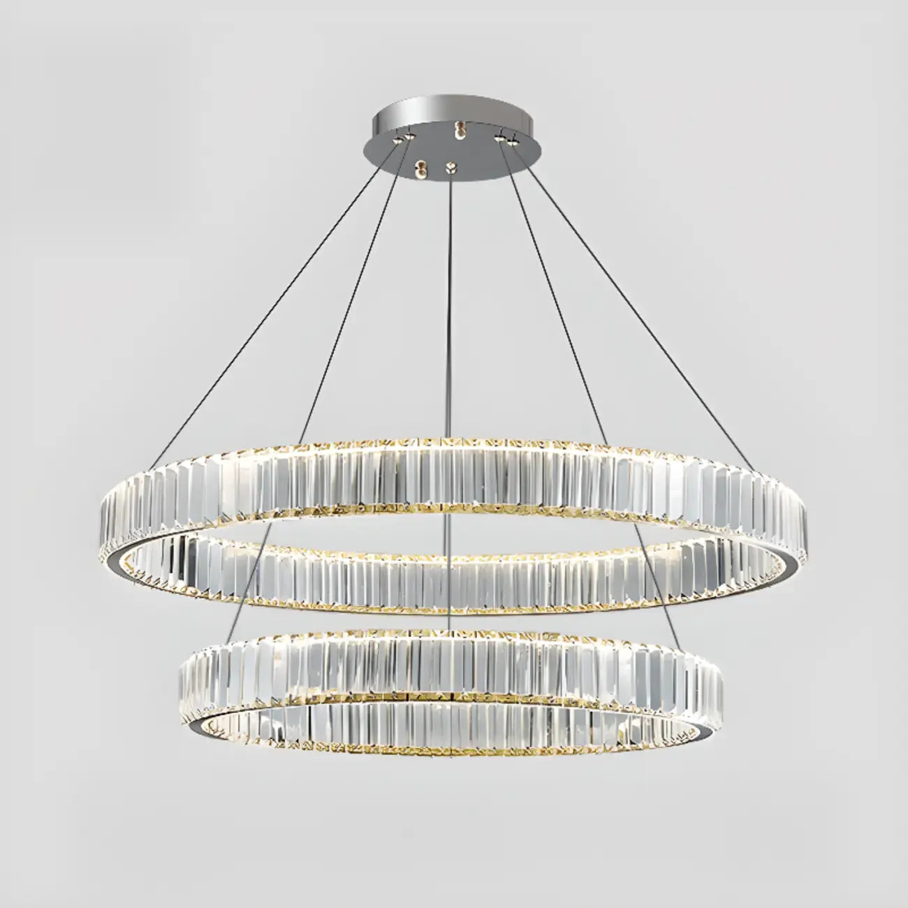 Glamorous Dual Glass Loop Modern LED Ring Chandelier