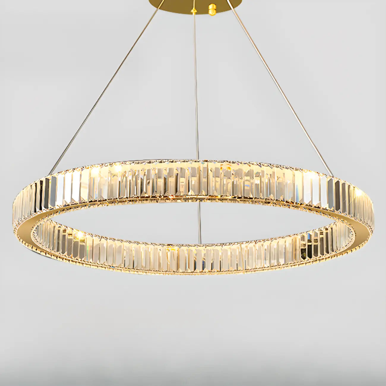 Glamorous Dual Glass Loop Modern LED Ring Chandelier