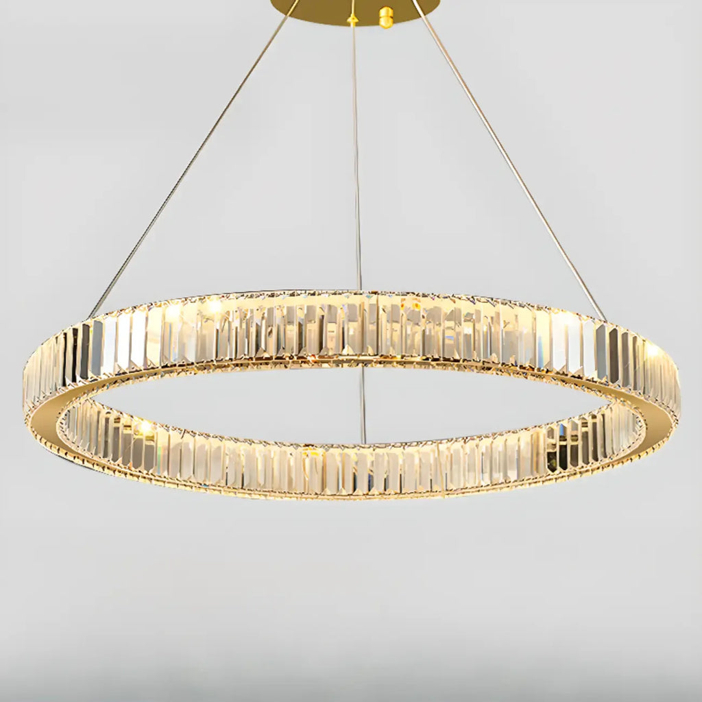 Glamorous Dual Glass Loop Modern LED Ring Chandelier