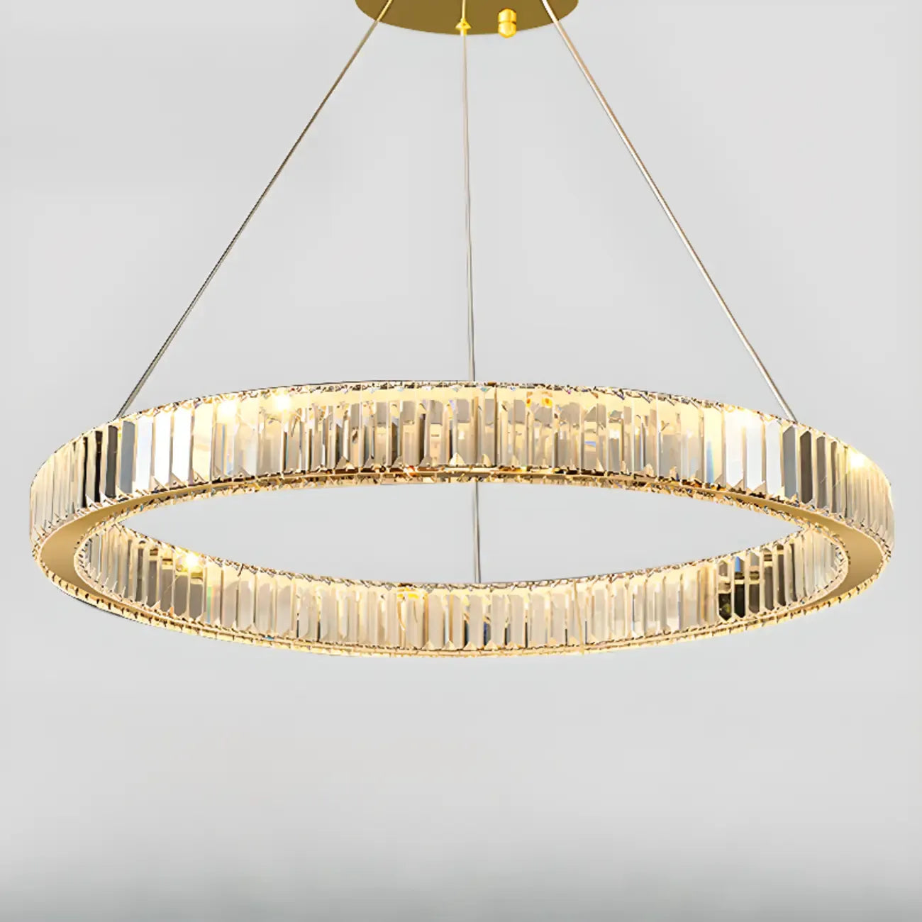 Glamorous Dual Glass Loop Modern LED Ring Chandelier