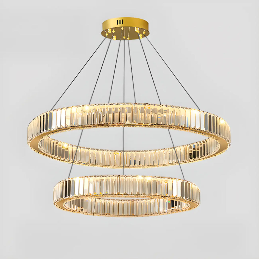 Glamorous Dual Glass Loop Modern LED Ring Chandelier