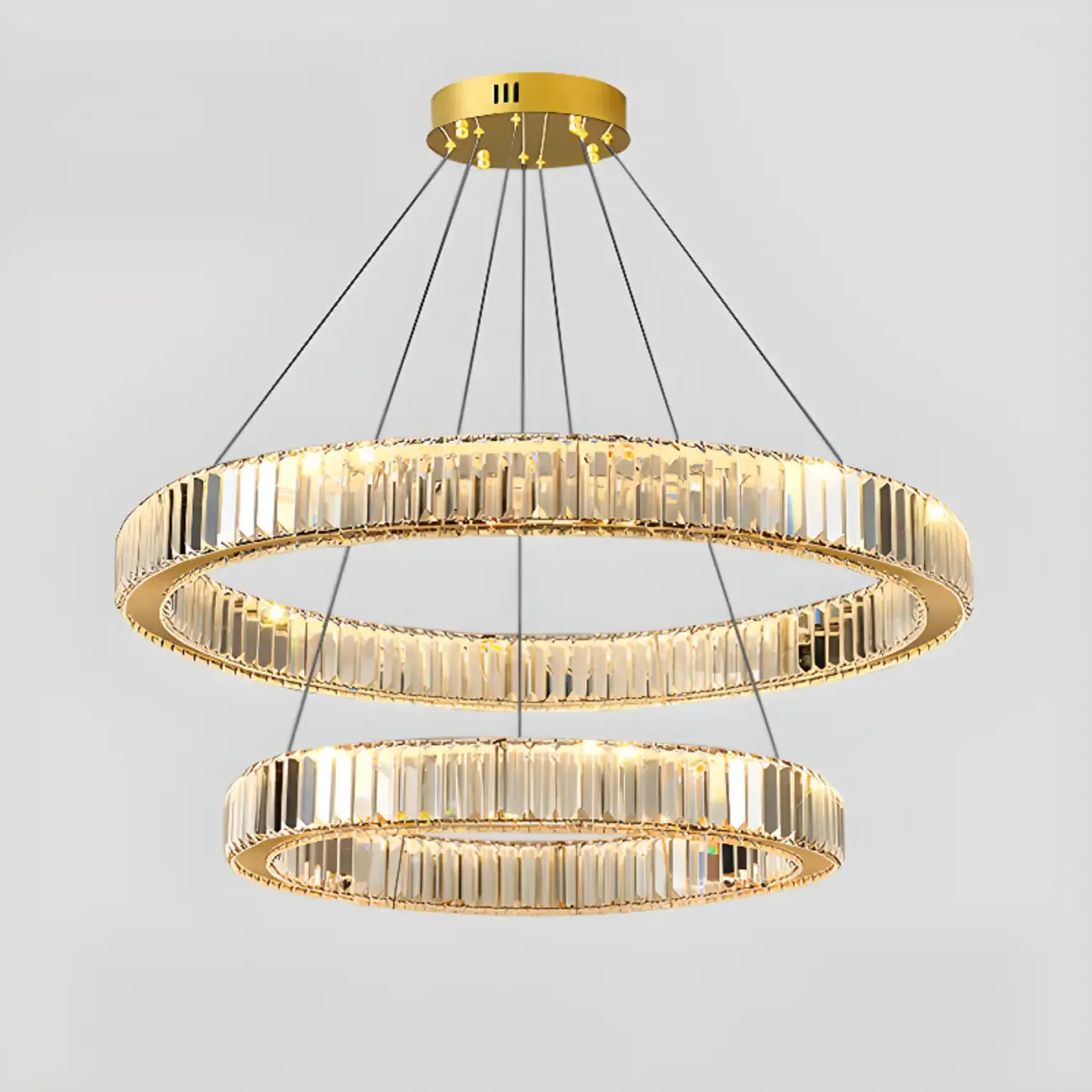 Glamorous Dual Glass Loop Modern LED Ring Chandelier