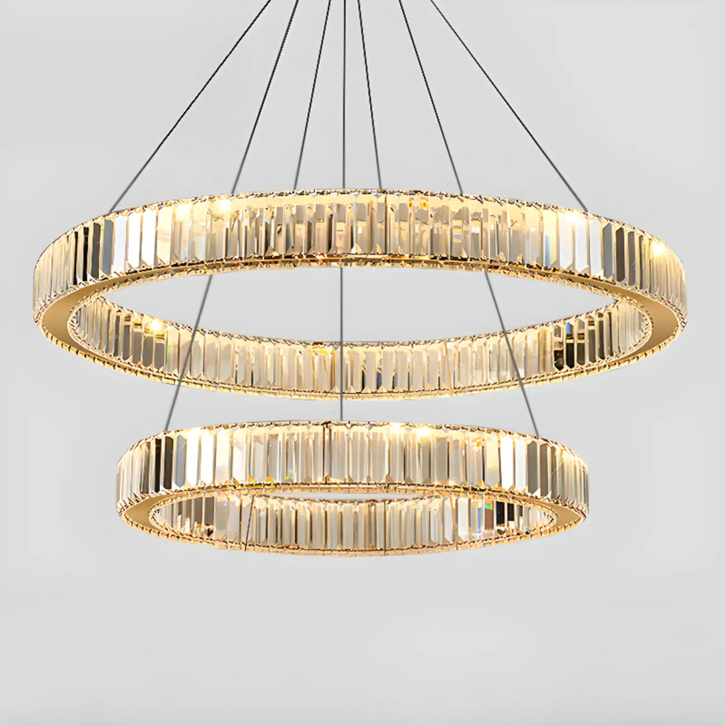 Glamorous Dual Glass Loop Modern LED Ring Chandelier
