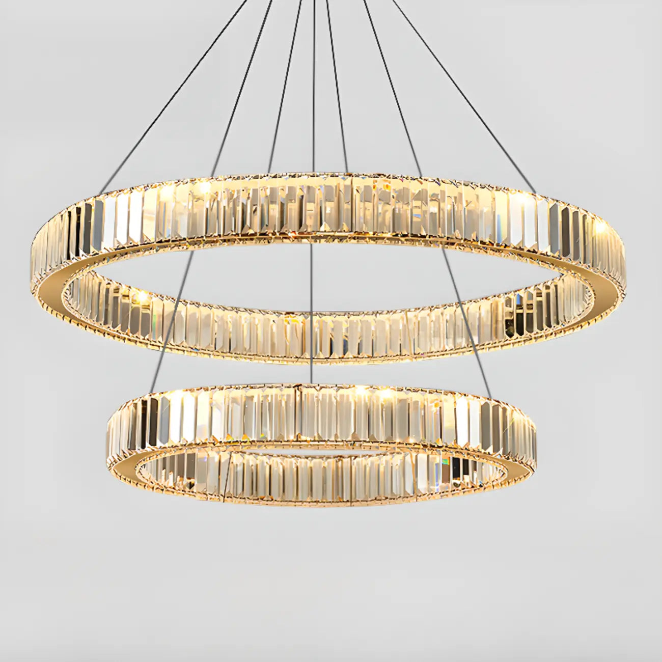 Glamorous Dual Glass Loop Modern LED Ring Chandelier